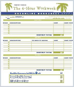 Screenshot of the Dreamline Spreadsheet - click here to download it