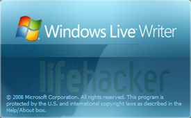 Windows Live Writer logo and Lifehacker fade