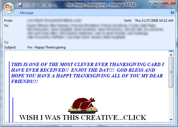 Turkey Day email card