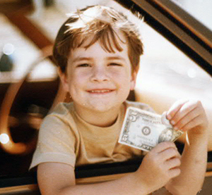 Boy with $5